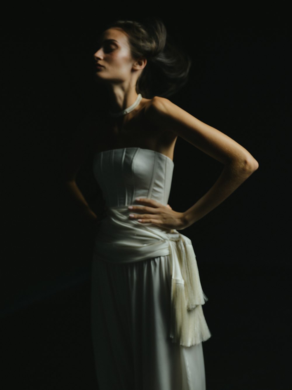 The After: corset with draped sash